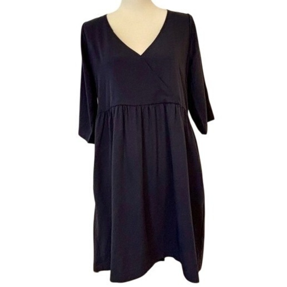 NWT LA Relaxed Vivian Woven Dress Women S Navy Faux Wrap Babydoll Mini